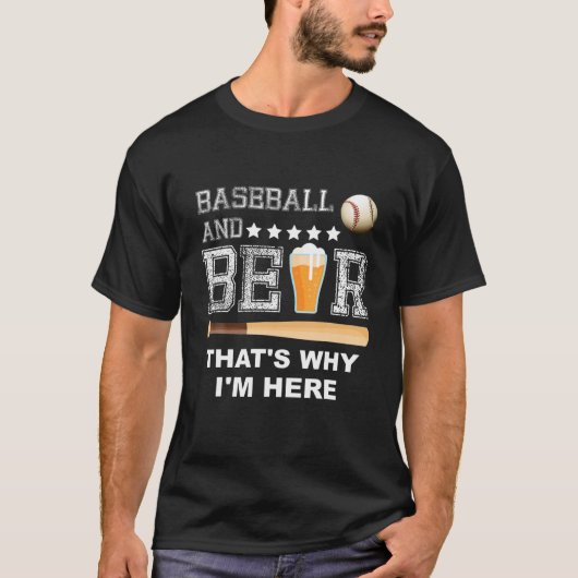 Baseball und Bierjoke Vater Funny Vathers trinken T-Shirt (Vorderseite)