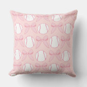 Baseball und Bows Pink Girly Kinderzimmer Throw Ki Kissen (Vorderseite)