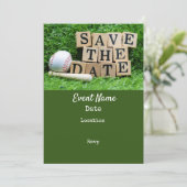 Baseball und Fledermaus sind Save the Date auf grü (Stehend Vorderseite)