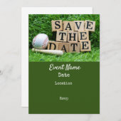 Baseball und Fledermaus sind Save the Date auf grü (Vorne/Hinten)