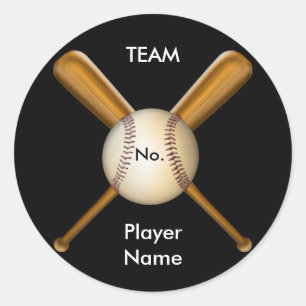 Baseball und gekreuzte Schläger kundengerecht Runder Aufkleber