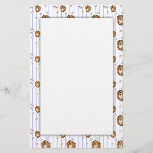 Baseball und Glove Pattern Briefpapier (Vorderseite)