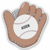 Baseball und Handschuh Doodle Kind Vinyl Aufkleber (Vorderseite)