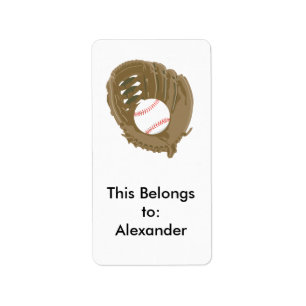 Baseball und Handschuh Handschuh Adressaufkleber