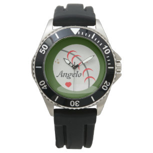 Baseball und Herz Sport Ball Mens Geschenk Armbanduhr