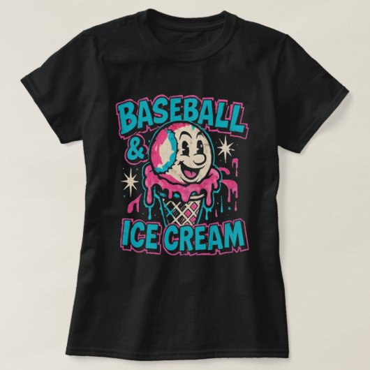 Baseball und Ice Creme Bootleg Retro Design T-Shirt (Design vorne)
