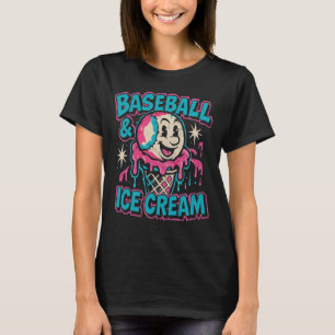 Baseball und Ice Creme Bootleg Retro Design T-Shirt
