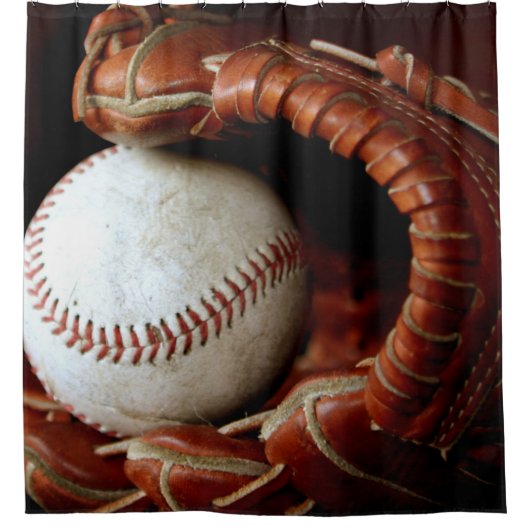 Baseball und Mitt Duschvorhang (Vorderseite)