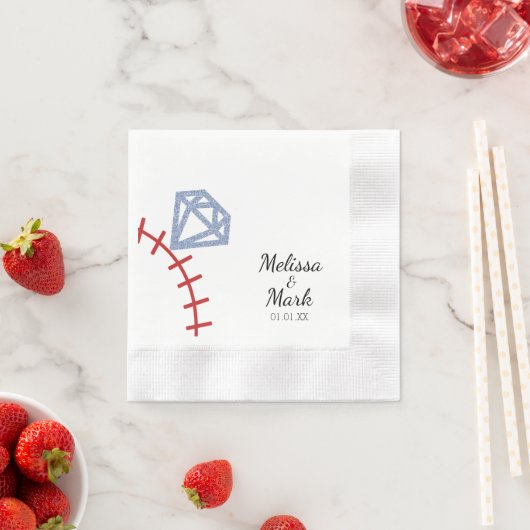 Baseball- und Ring-Glitter-Monogramm-Servietten Serviette (Beispiel)