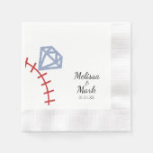 Baseball und Ring-Glitzer Monogram Napkins Serviette (Vorderseite)
