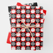Baseball und Snowflake Rot und Schwarz Weihnachten Geschenkpapier Set (Beispiel)