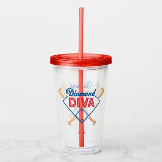 Baseball und Softball Lover Game Tumbler Acryltrinkbecher (Vorderseite)