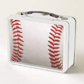 Baseball und Softball rote Naht Metall Brotdose (Rückseite)