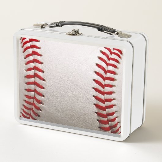 Baseball und Softball rote Naht Metall Brotdose (Vorderseite)