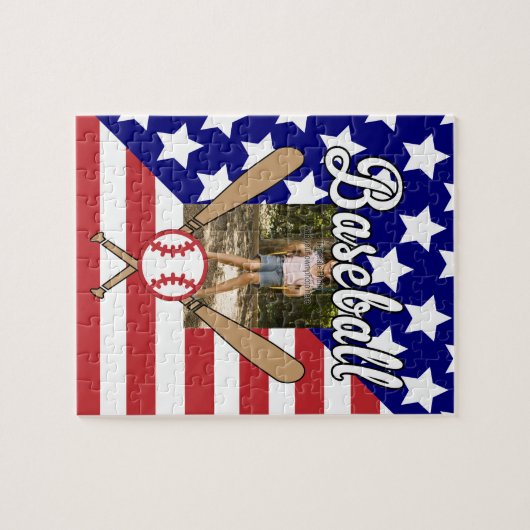 Baseball-US Flagge-Foto Puzzle (Horizontal)