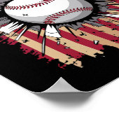 Baseball-US-Flagge Poster (Ecke)
