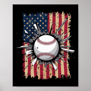 Baseball-US-Flagge Poster