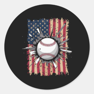 Baseball-US-Flagge Runder Aufkleber
