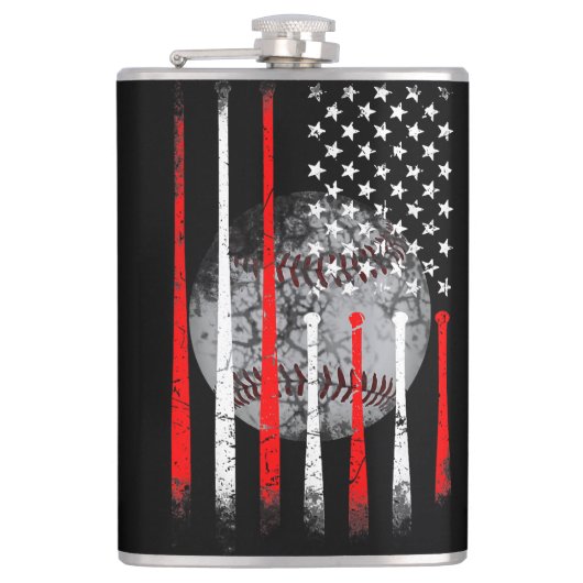 Baseball USA Flag American Flag Vintag Flachmann (Vorderseite)
