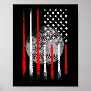 Baseball USA Flag American Flag Vintag Poster
