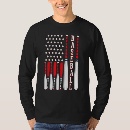 Baseball USA Flag Patriotic American Baseball 4th T-Shirt (Vorderseite)