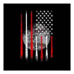 Baseball USA Flagge Amerikanische Flagge Vintage Poster