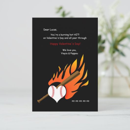 Baseball Valentine Einladung (Stehend Vorderseite)