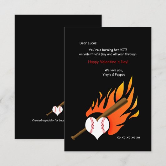Baseball Valentine Einladung (Vorne/Hinten)