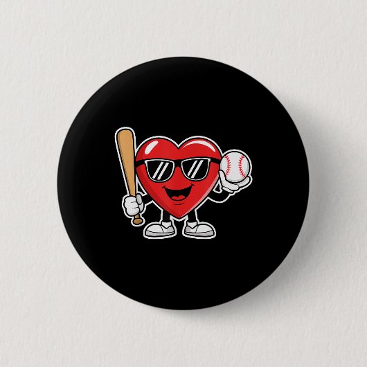 Baseball Valentinstag Shirt Boys Valentines hören Button (Vorderseite)
