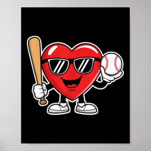 Baseball Valentinstag Shirt Boys Valentines hören Poster