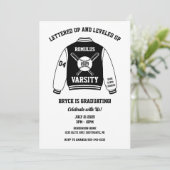 Baseball Varsity Jacket Graduation Party Einladung (Stehend Vorderseite)
