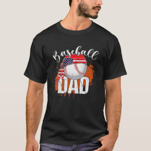 Baseball-Vater Amerikanische Flagge Vintage Sportl T-Shirt