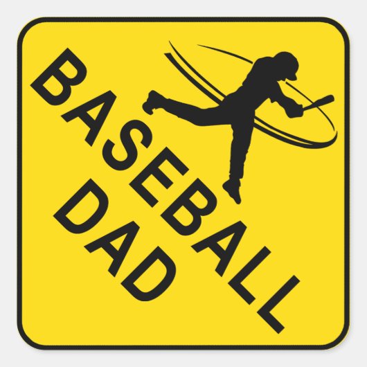 Baseball Vater Baseball Quadratischer Aufkleber (Vorderseite)