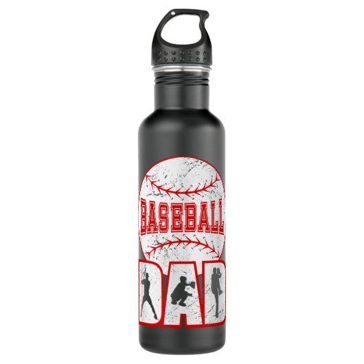 Baseball-Vater-Baseball-Spieler Edelstahlflasche (Vorderseite)