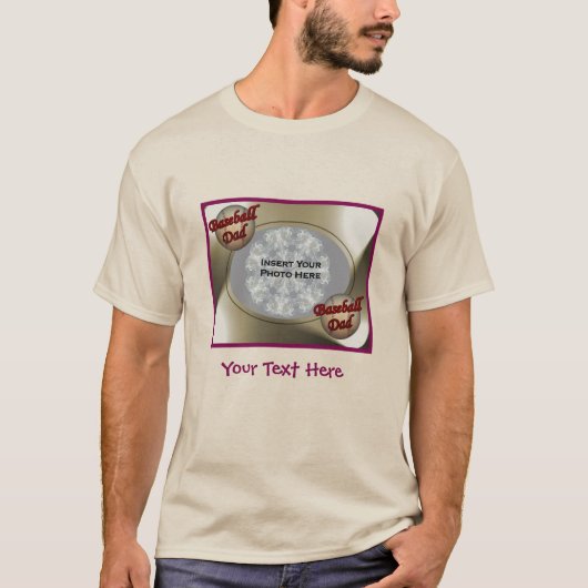 Baseball-Vater-Foto-Rahmen Personalisiert T-Shirt (Vorderseite)