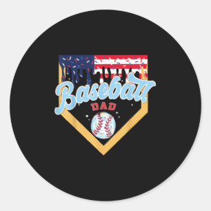 Baseball Vater Ice Creme Tropfen Funny Baseball Fa Runder Aufkleber
