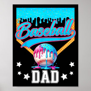 Baseball-Vater Lustiger Vatertag Eis-Drip Poster