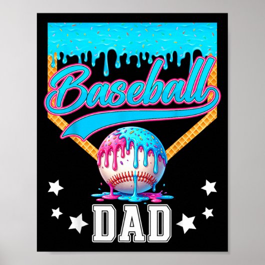 Baseball-Vater Lustiger Vatertag Eis-Drip Poster (Vorne)