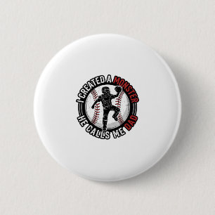 Baseball-Vater-Monster-Vintage-Catcher-Shirt-Desig Button