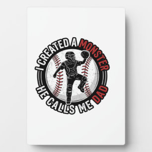 Baseball-Vater-Monster-Vintage-Catcher-Shirt-Desig Fotoplatte