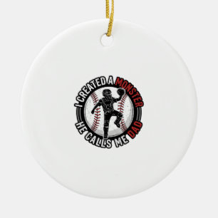 Baseball-Vater-Monster-Vintage-Catcher-Shirt-Desig Keramik Ornament