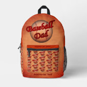 Baseball-Vater Niedlich Personalisiert Bedruckter Rucksack (Vorderseite)