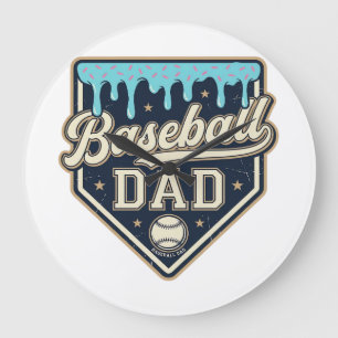 Baseball-Vater triefende Home Plate Vintage-Vektor Große Wanduhr