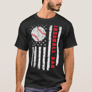 Baseball-Vater USA Amerikanische Flagge Vatertag 4 T-Shirt