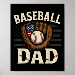 Baseball-Vater Vatertag Amerikanische USA-Flagge M Poster