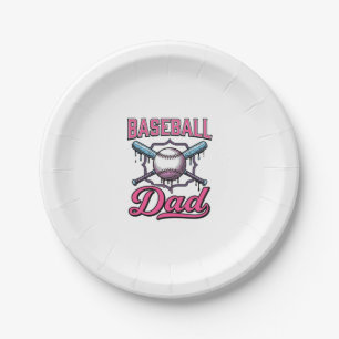 Baseball-Vater Vintage-Stickerei-T-Shirt-Design (2 Pappteller