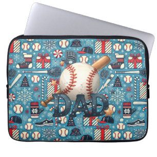 Baseball Vater Weihnachten Themed auf Blue Backgro Laptopschutzhülle