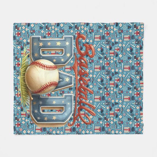 Baseball VATER Weihnachtsblauer Hintergrund Fleecedecke (Vorderseite (Horizontal))