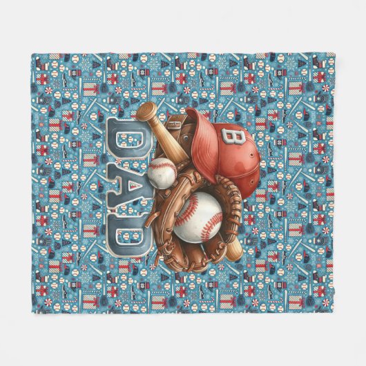 Baseball VATER Weihnachtsblauer Hintergrund Fleecedecke (Vorderseite (Horizontal))
