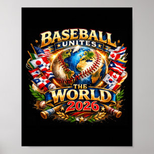 Baseball vereint die Welt 2026 globales Fan-Grafik Poster